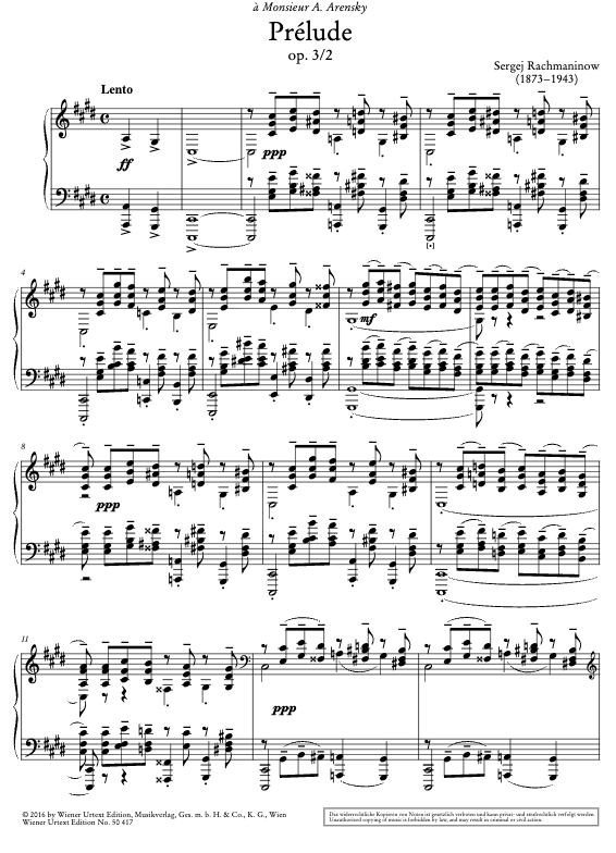 Sergei Rachmaninoff - Prelude In C Sharp Minor Opus 3. No.2 Piano Book