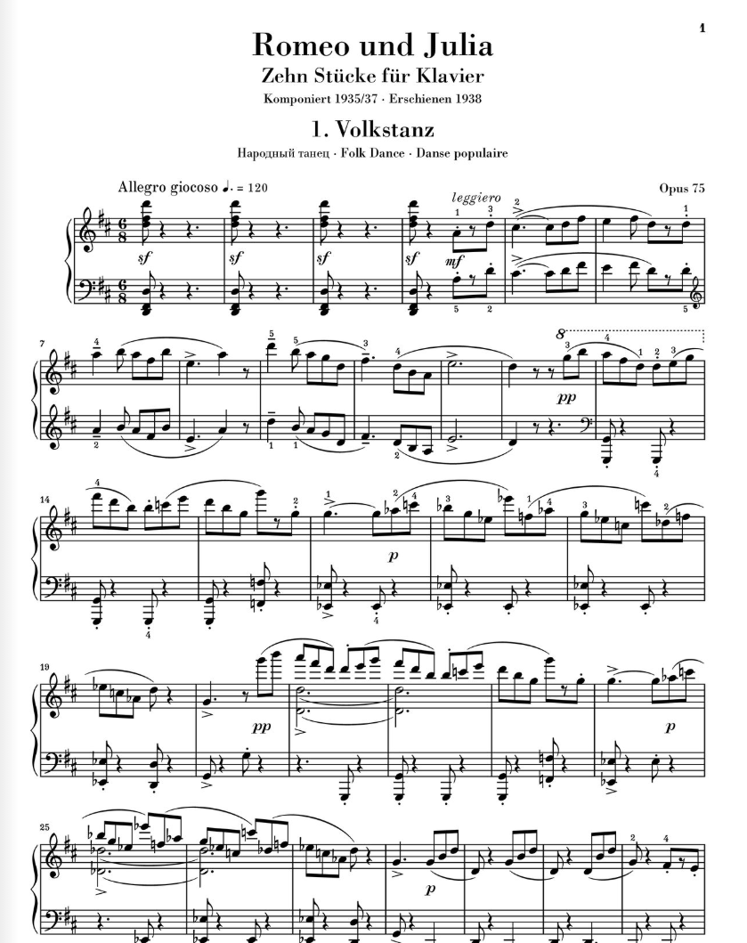 Prokofieff - Romeo and Juliet Op. 75: Ten Pieces for Piano Book (Urtext)