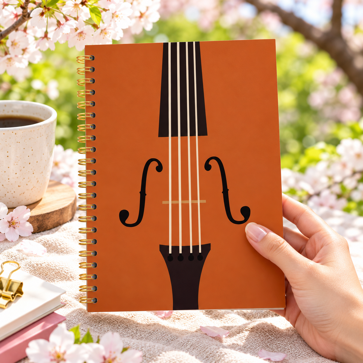 A5 Violin Themed Spiral Notebook (100 Pages)