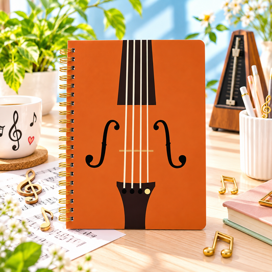 A5 Violin Themed Spiral Notebook (100 Pages)