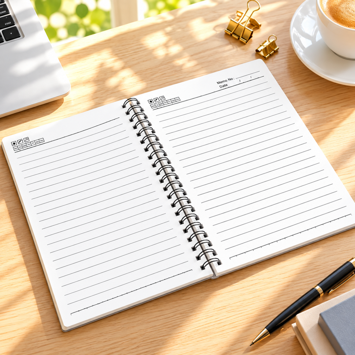 A5 Piano Keyboard and Music Notes Spiral Notebook (100 Pages)