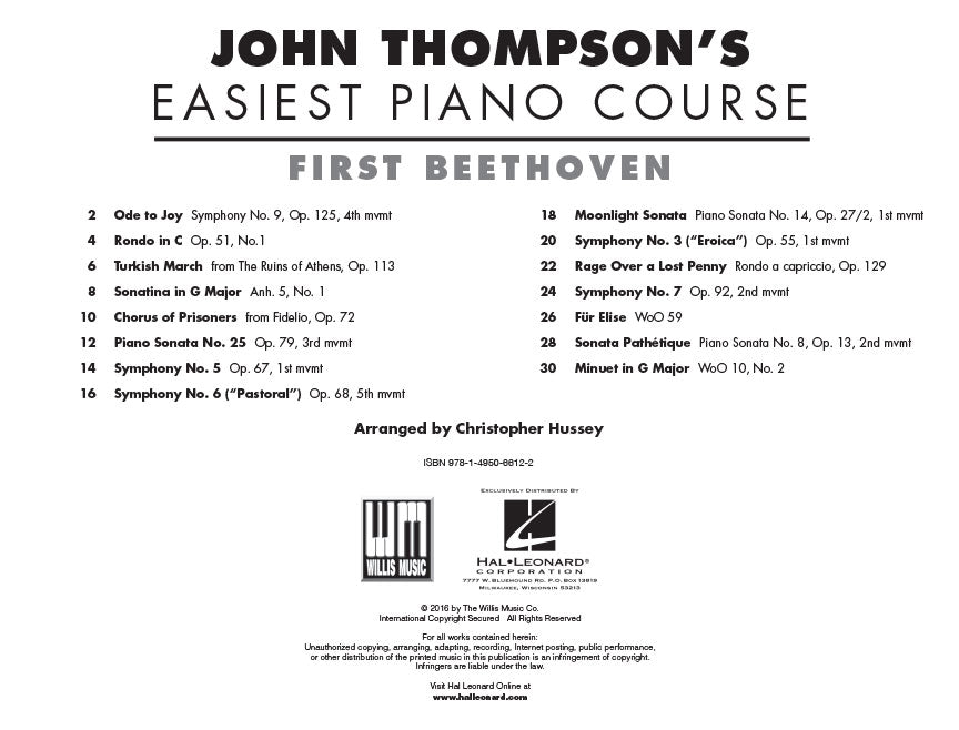 John Thompsons Easiest Piano Course - First Beethoven Book & Keyboard