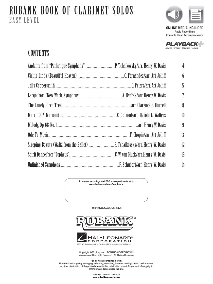 Rubank Book Of Clarinet Solos - Easy Level Book/Olm