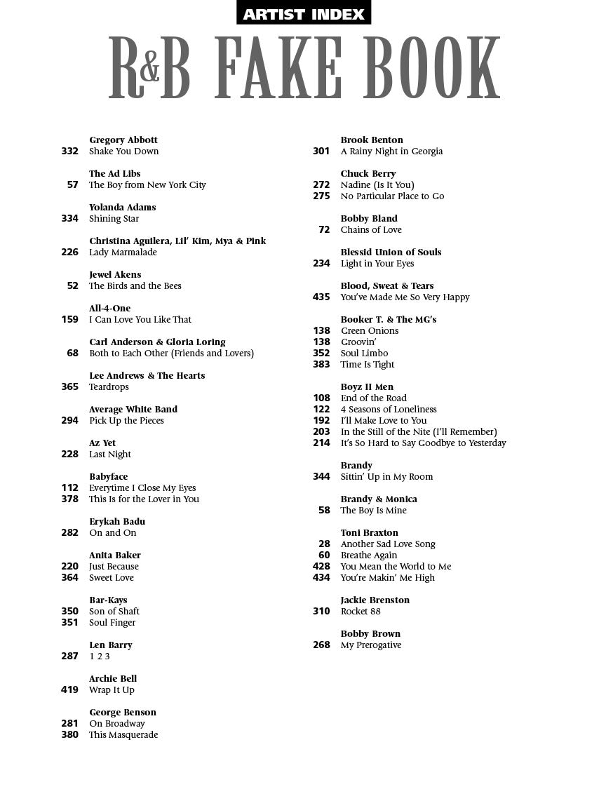 R & B Fake Book For C Instruments (Second Edition)