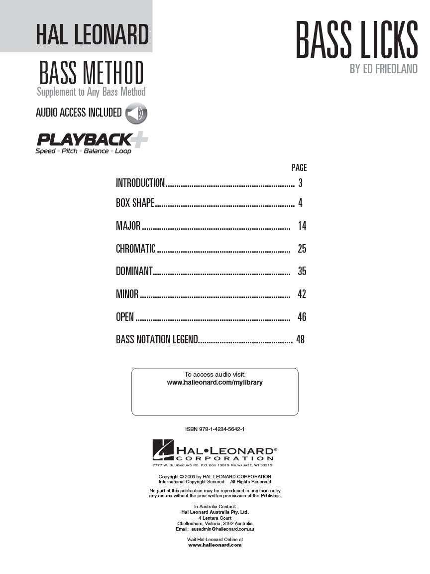 Hal Leonard Bass Method - Bass Licks (Book/Ola)