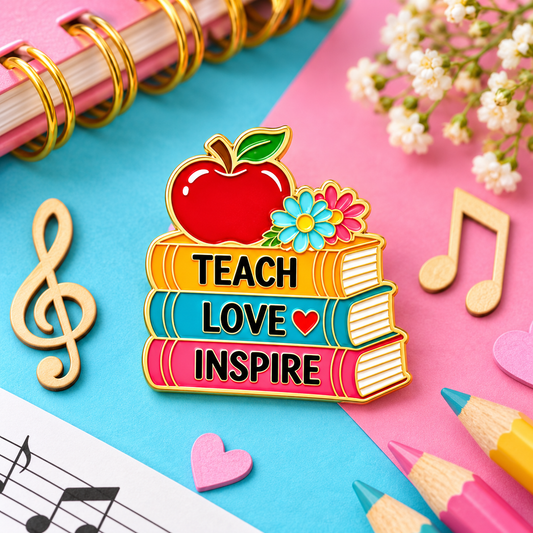 Sundry & Sound Co- Teach Love Inspire Apple and Books Enamel Pin