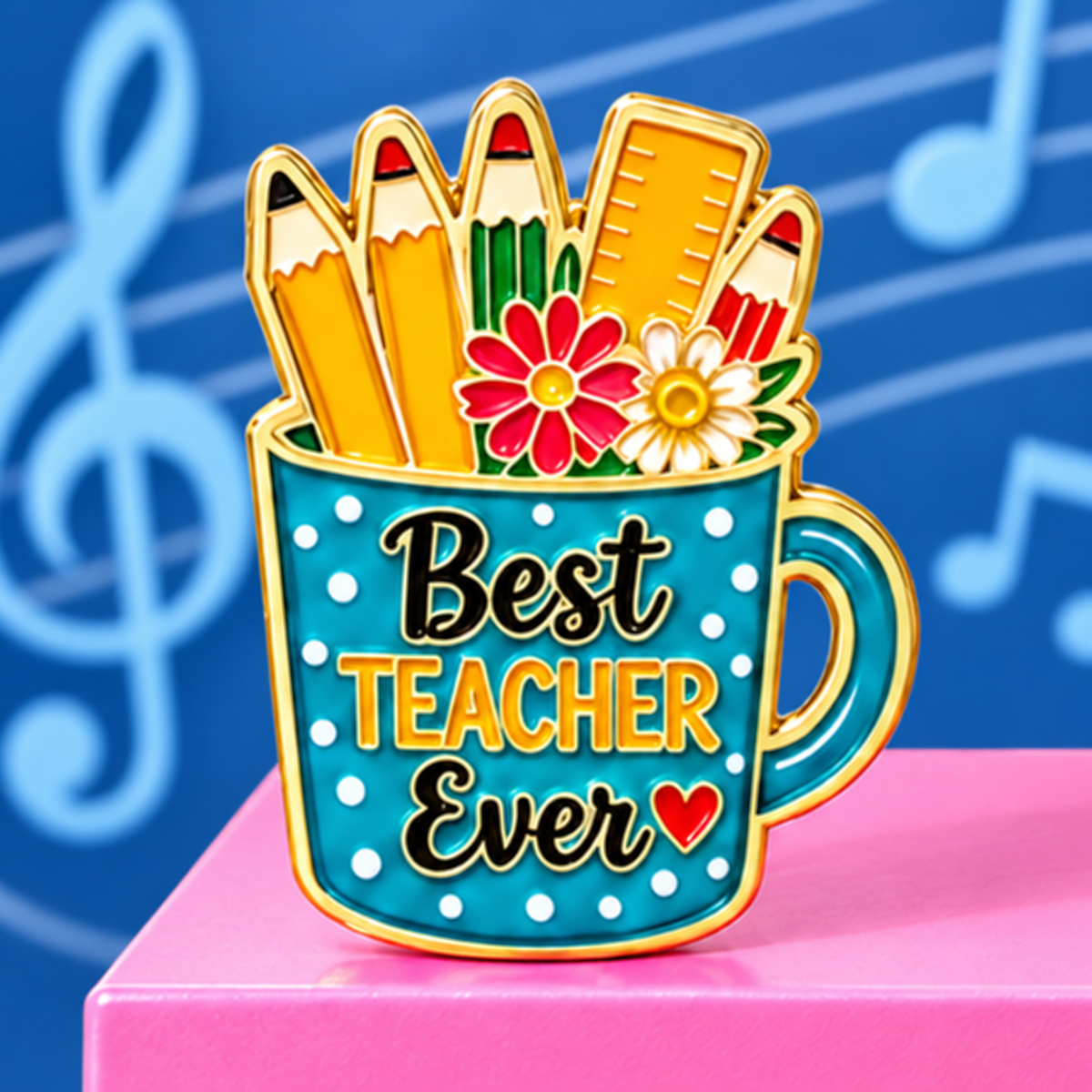 Sundry & Sound Co- Best Teacher Ever Pencil Mug Enamel Pin