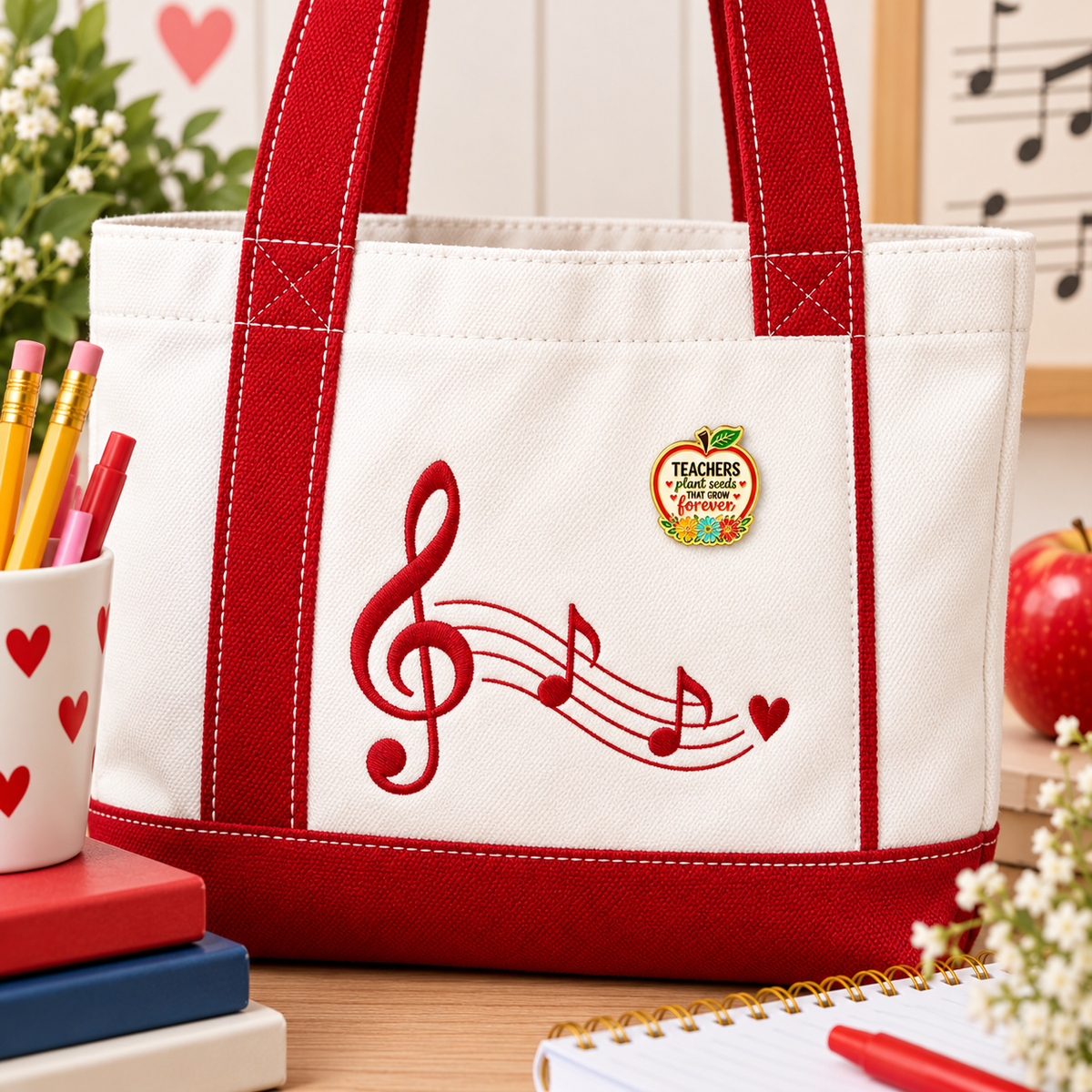 Sundry & Sound Co- Teachers Plant Seeds That Grow Forever Apple Enamel Pin
