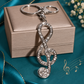 Large Silver and White Rhinestone Treble Clef Keyring with Lobster Clasp