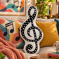 Polka Dot Treble Clef Shaped Cushion Pillow (44cm)