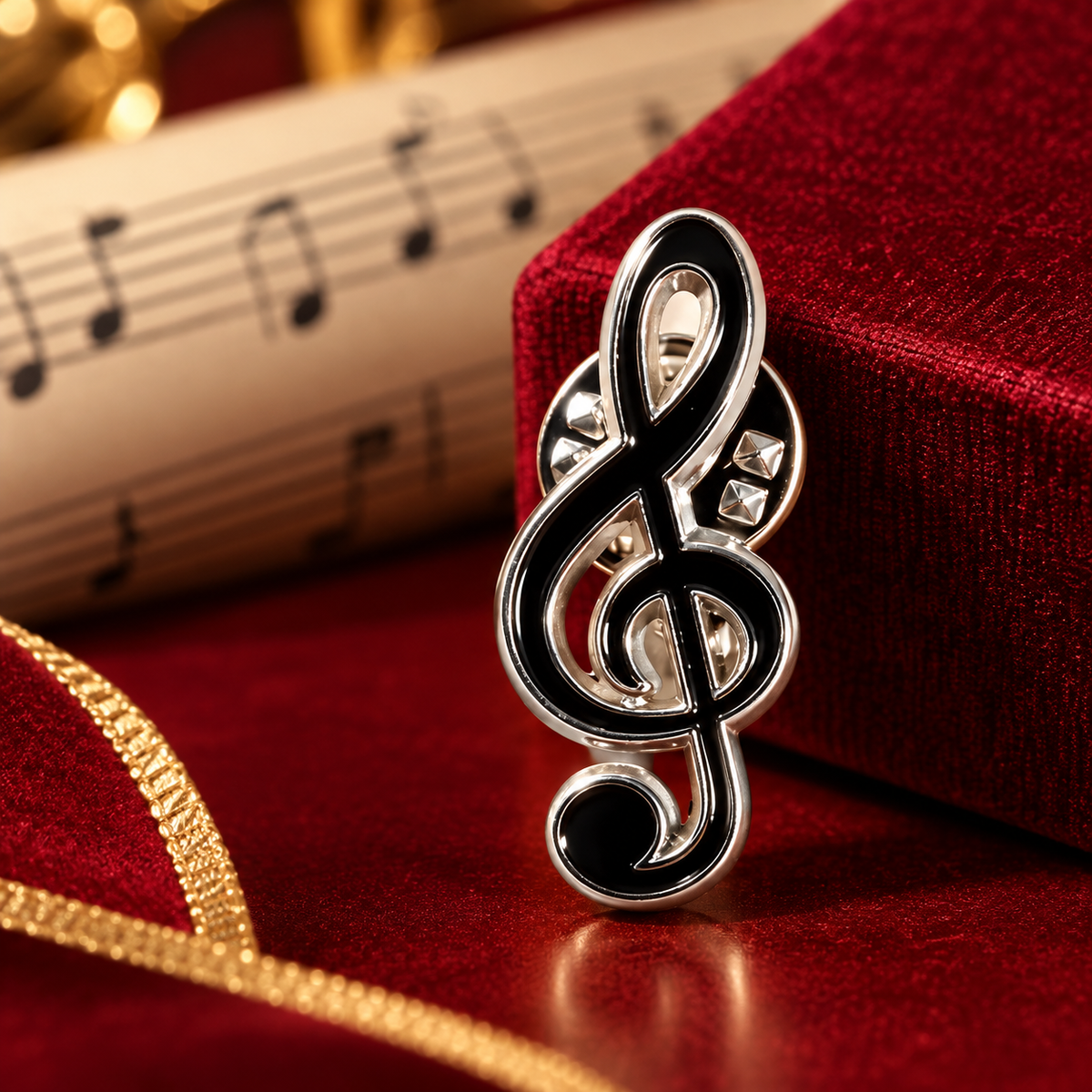 Sundry & Sound Co - Mini Silver & Black Treble Clef Band Lapel Pin