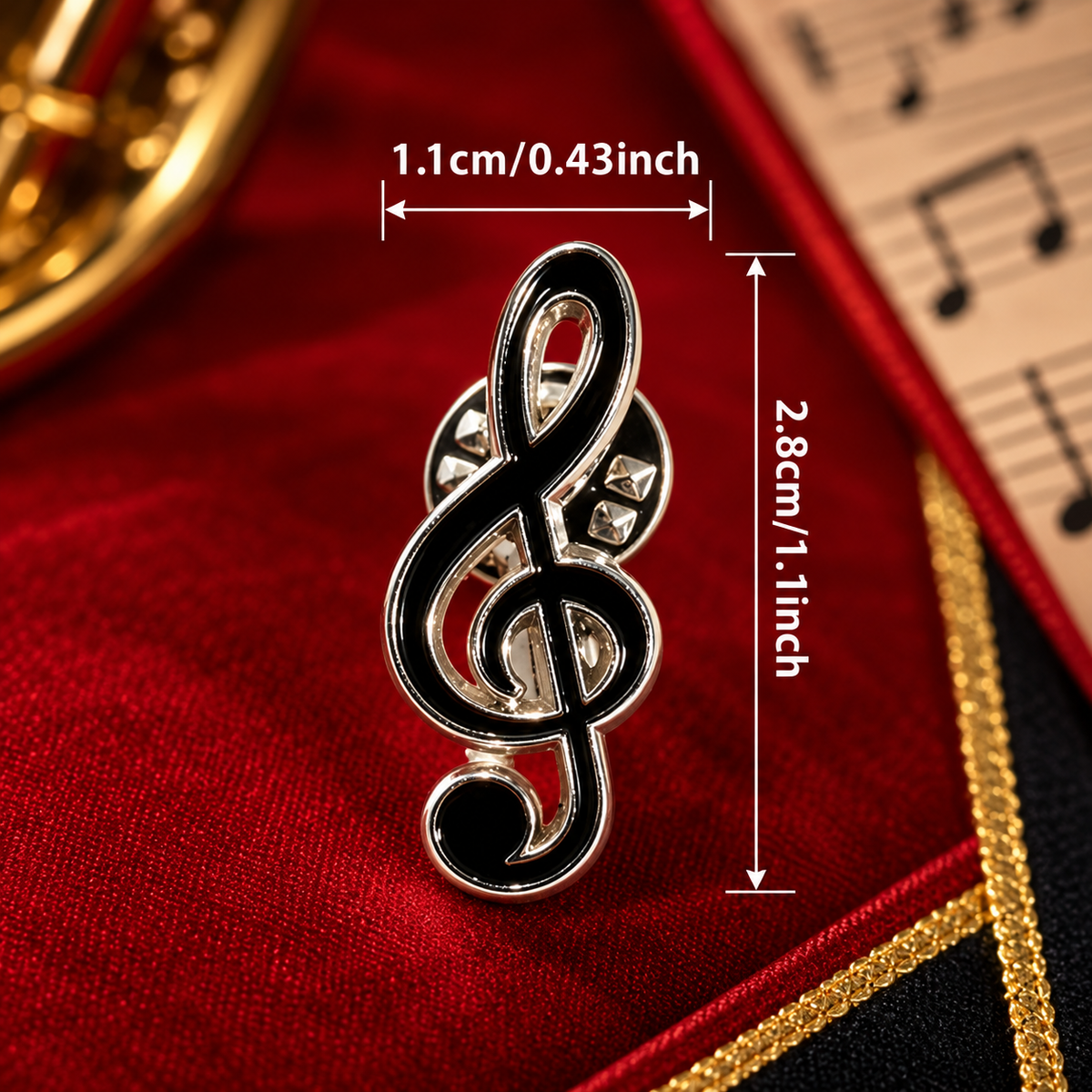 Sundry & Sound Co - Mini Silver & Black Treble Clef Band Lapel Pin