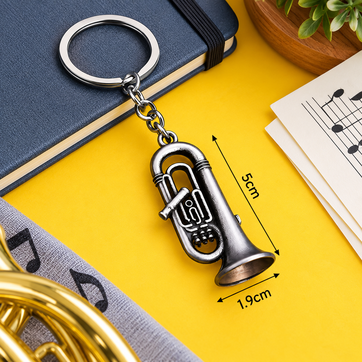 Graphite Grey Euphonium/Horn Keyring