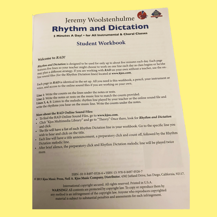 Rhythm And Dictation -  Student Workbook (Instrumental and Choral Classes)