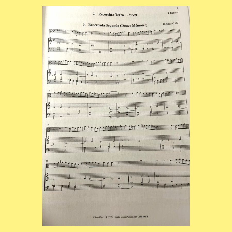 Alison Crum - Intermediate Solos for the Tenor Viol Book (17 Pieces)