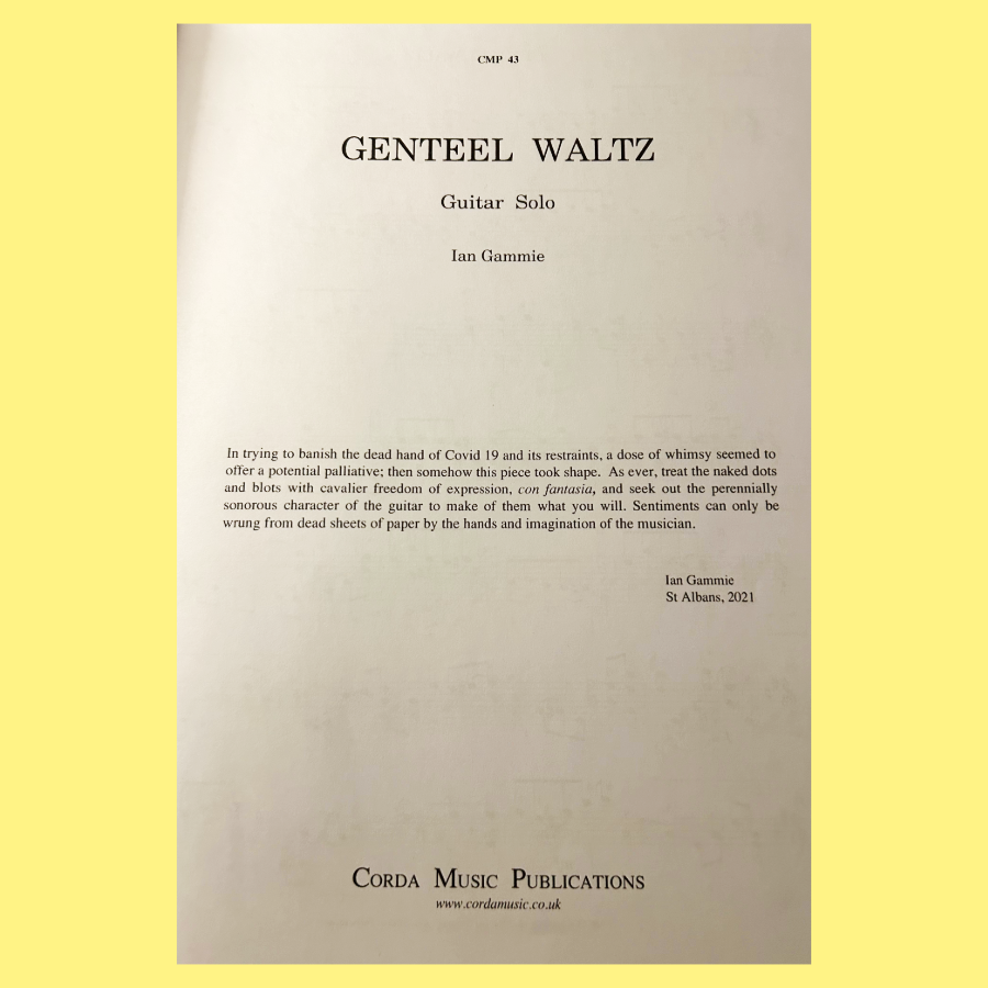 Ian Gammie – Genteel Waltz for Solo Guitar Classical Sheet Music