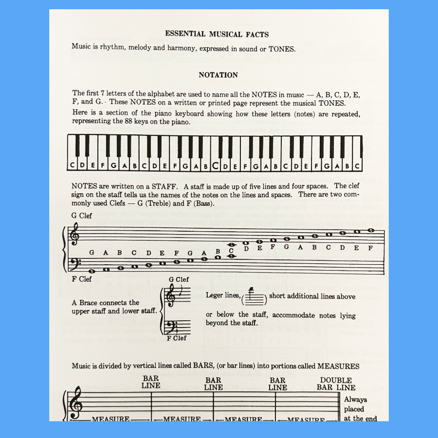 Peters 3 - Blank Music Manuscript Book (White) - References, Music Terms and 10 Staves