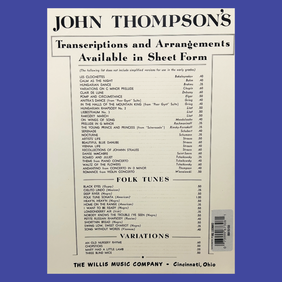 John Thompson's -Six Chopin Etudes Piano Book (Late Intermediate)