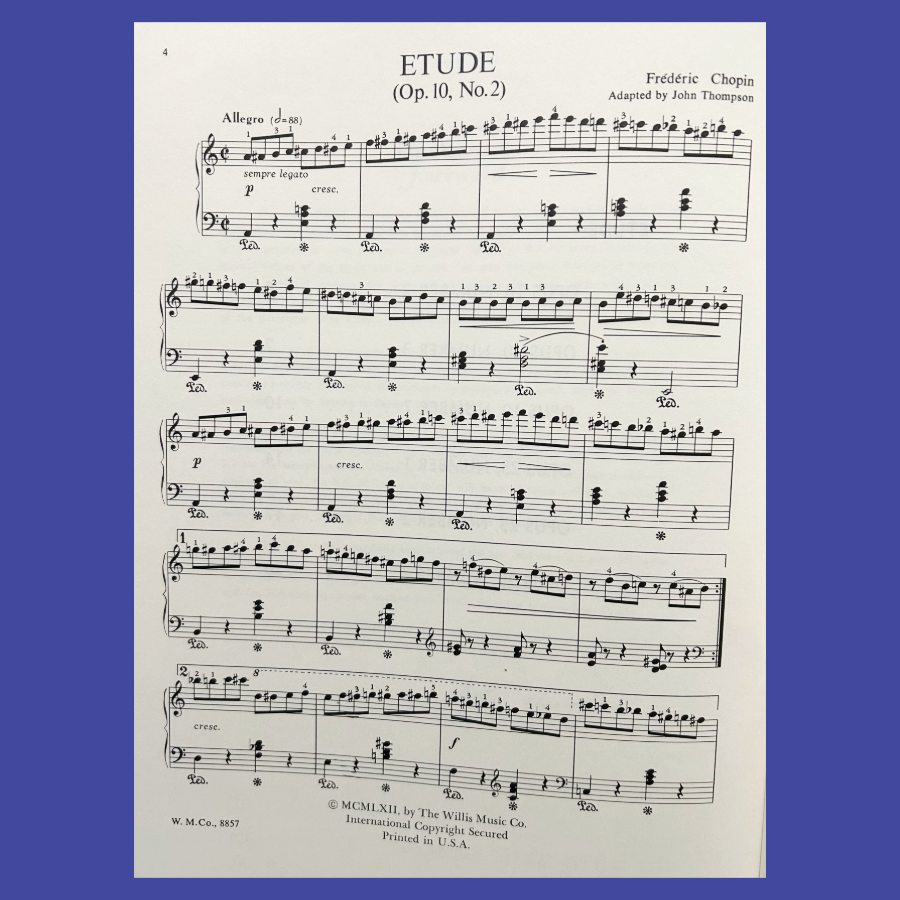 John Thompson's -Six Chopin Etudes Piano Book (Late Intermediate)