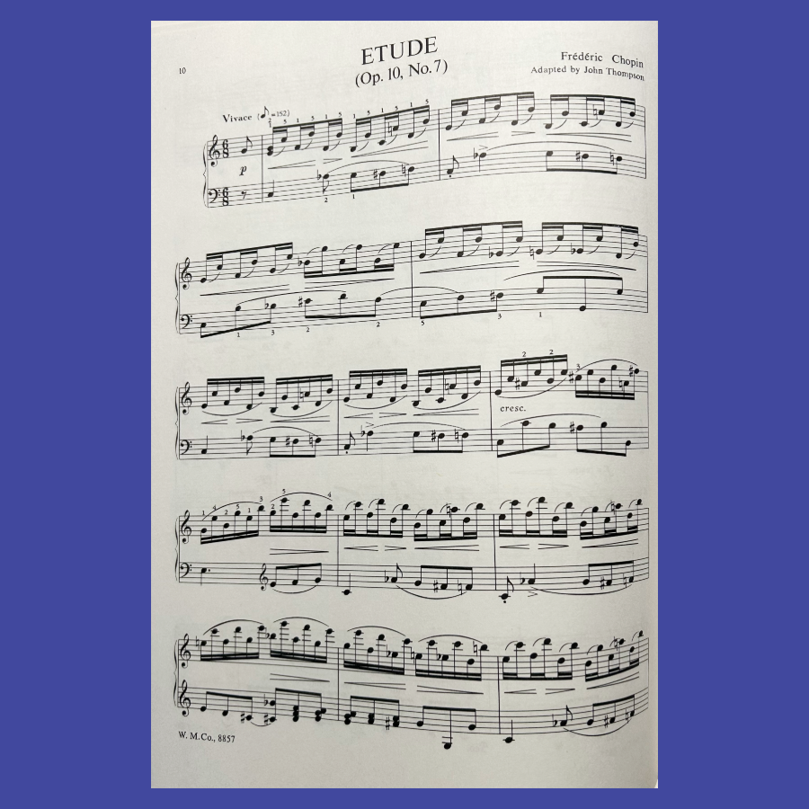 John Thompson's -Six Chopin Etudes Piano Book (Late Intermediate)