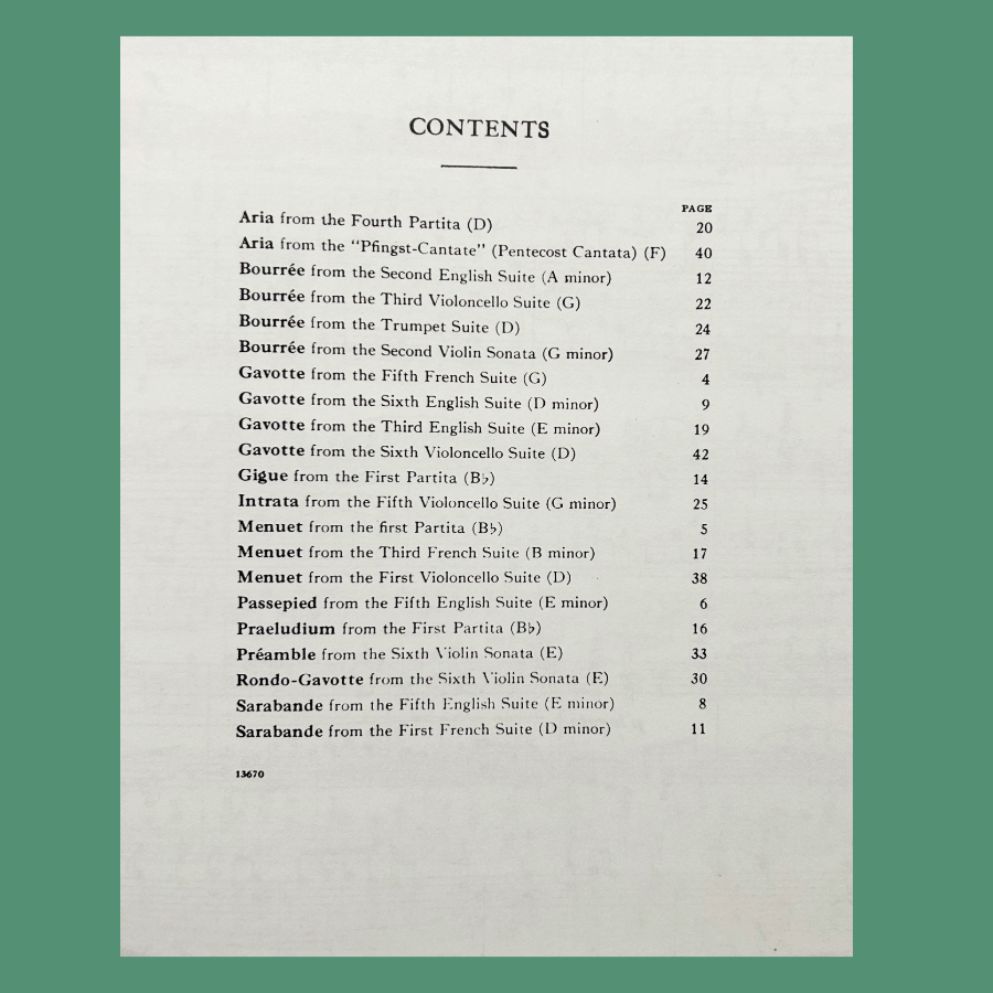 J.S Bach - Album Of 21 Favourite Pieces For Piano Book