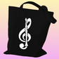 Black Clarinet Treble Clef Music Book Cotton Tote Bag (40cm x 35cm)