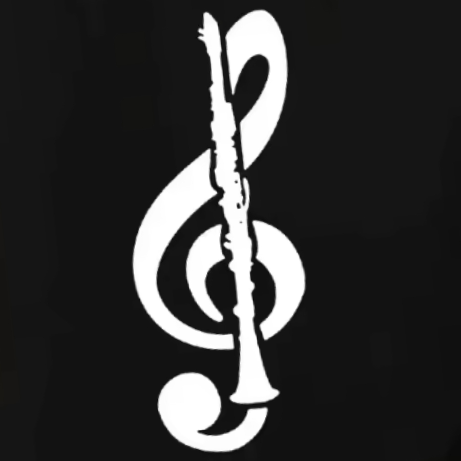 Black Clarinet Treble Clef Music Book Cotton Tote Bag (40cm x 35cm)