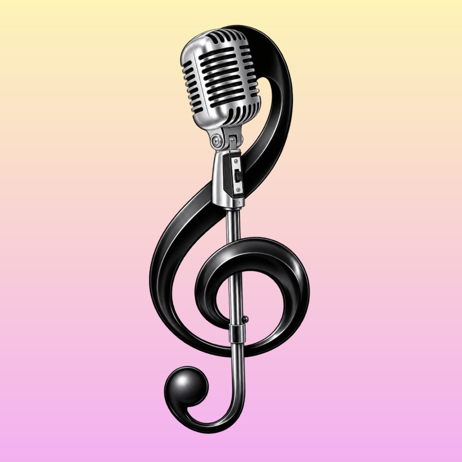 Vintage Microphone and Treble Clef Cotton Tote Bag (40cm x 35cm)