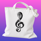 Vintage Microphone and Treble Clef Cotton Tote Bag (40cm x 35cm)