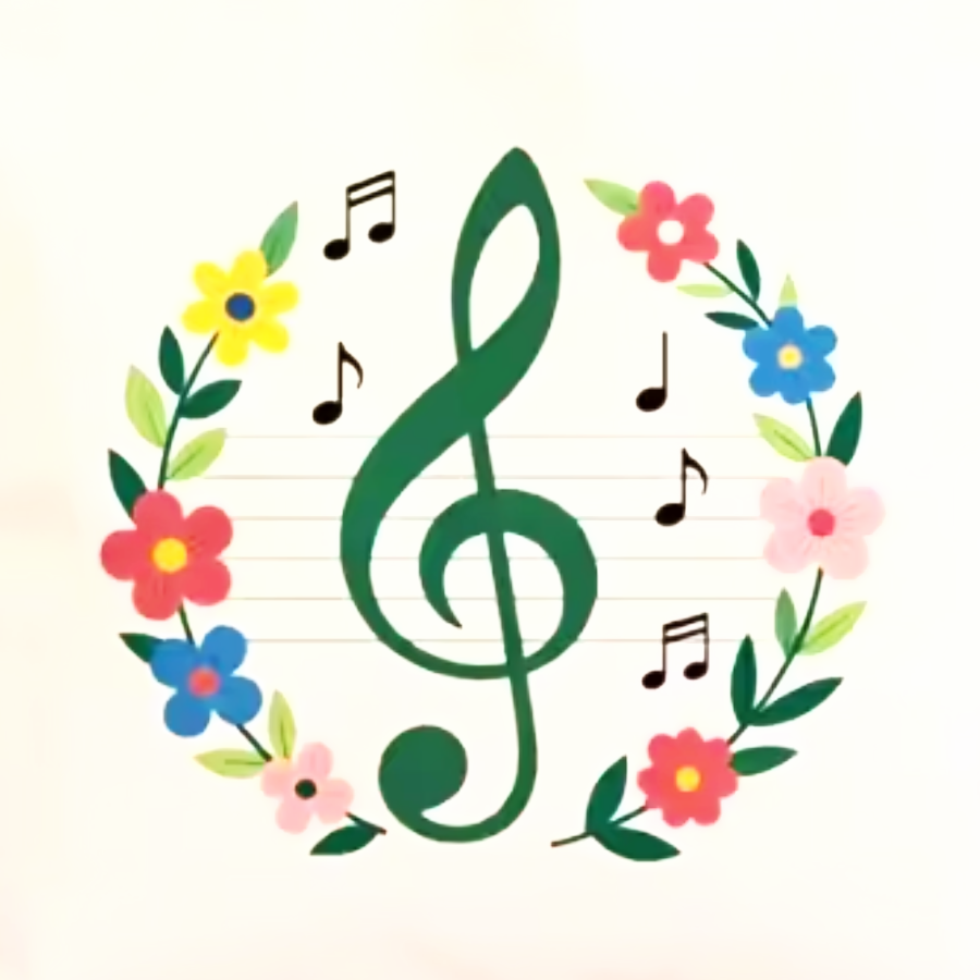 Floral Treble Clef Canvas Tote Bag (40cm x 35cm)