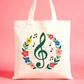 Floral Treble Clef Canvas Tote Bag (40cm x 35cm)