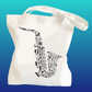 Music Note Saxophone Canvas Tote Bag (40cm x 35cm)