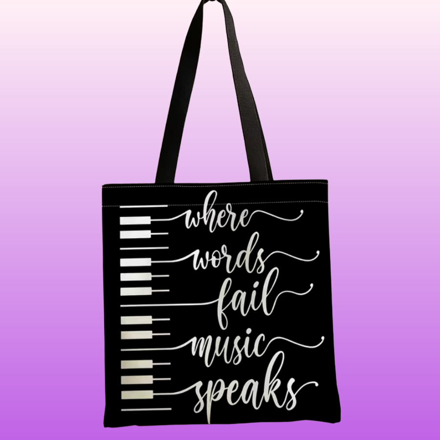 Where Words Fail, Music Speaks Keys Polyester Tote Bag (40cm x 35cm)