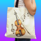 Violin & Musical Notes Polyester Tote Bag – 40cm x 35cm