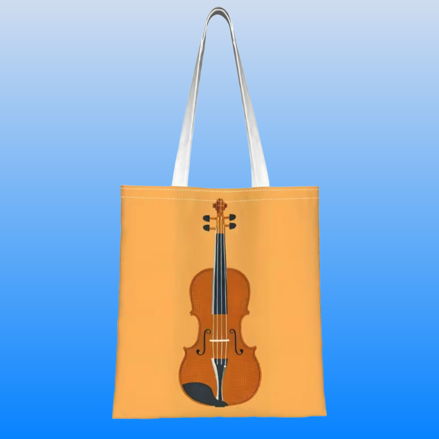 Orange Canvas Violin Tote Bag – 40cm x 35cm