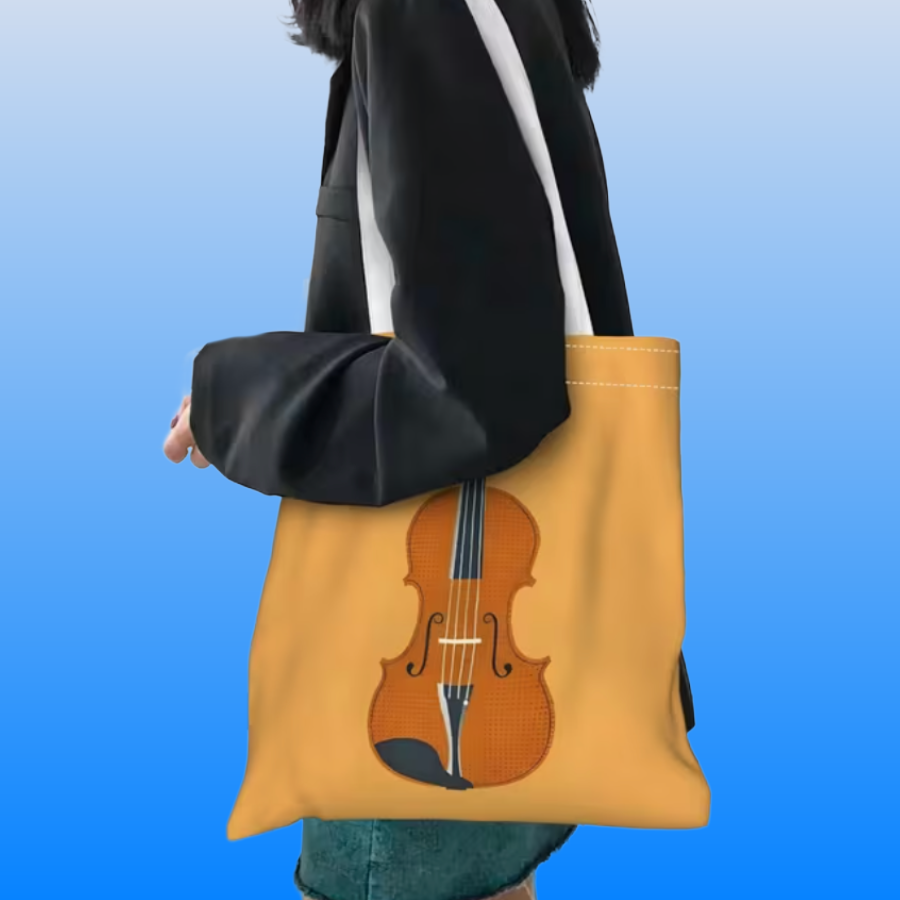 Orange Canvas Violin Tote Bag – 40cm x 35cm