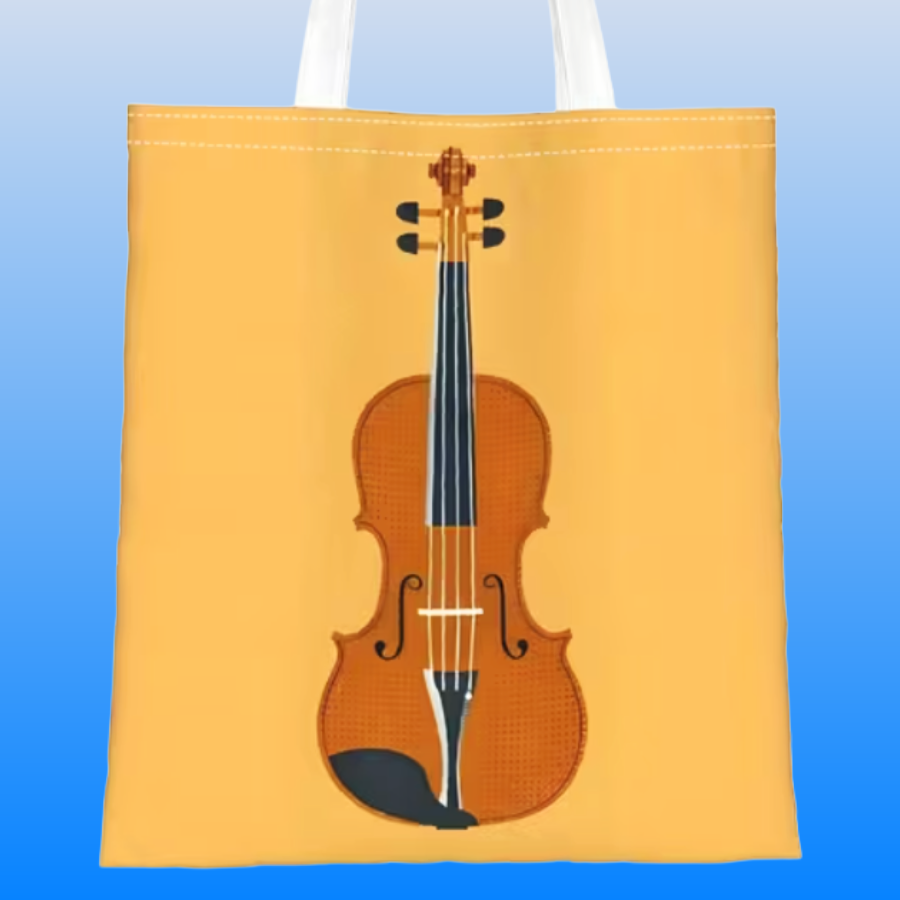 Orange Canvas Violin Tote Bag – 40cm x 35cm