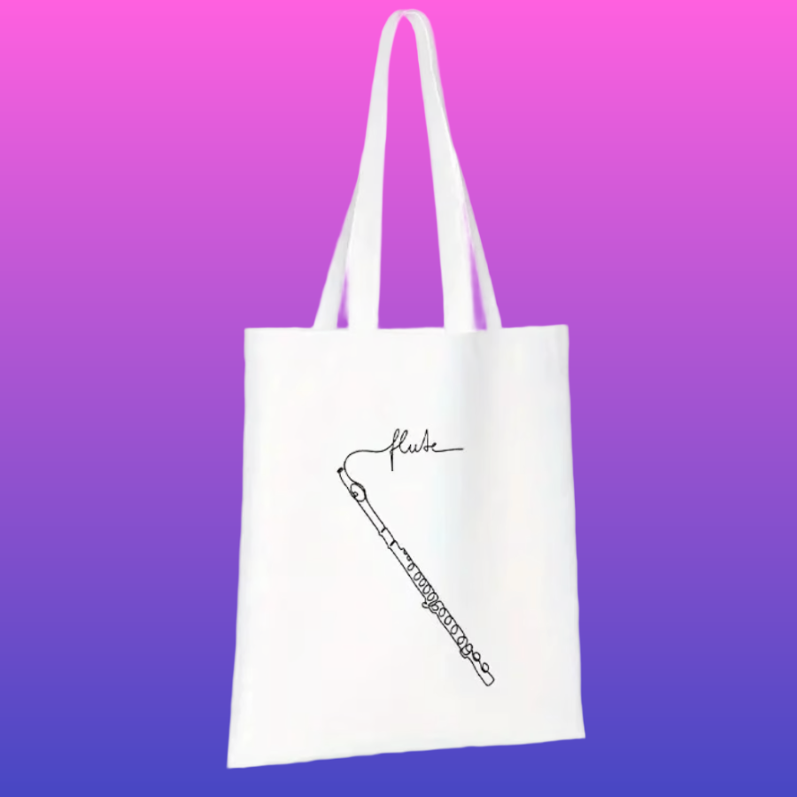 White Canvas Minimalist Flute Tote Bag – 40cm x 35cm