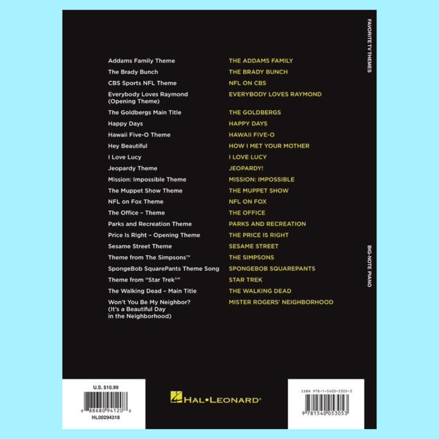 Favorite TV Themes - Big Note Piano Book (22 Songs)