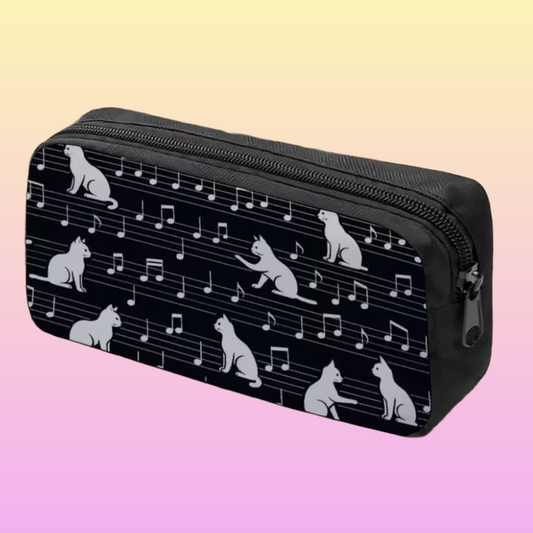 Musical Cats Pencil Case/Music Bag – Black & White