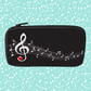 Treble Clef & Music Notes Canvas Pencil Case – Black