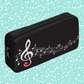 Treble Clef & Music Notes Canvas Pencil Case – Black