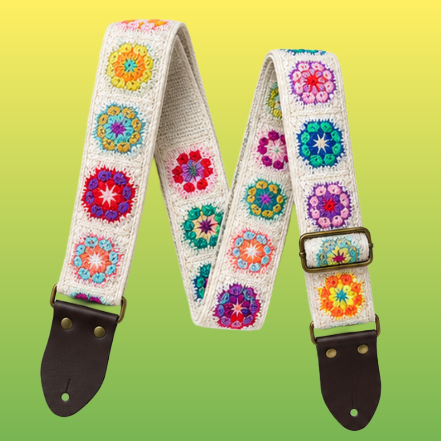Bohemian Floral Crochet Weave Guitar/Bass/Ukulele Strap