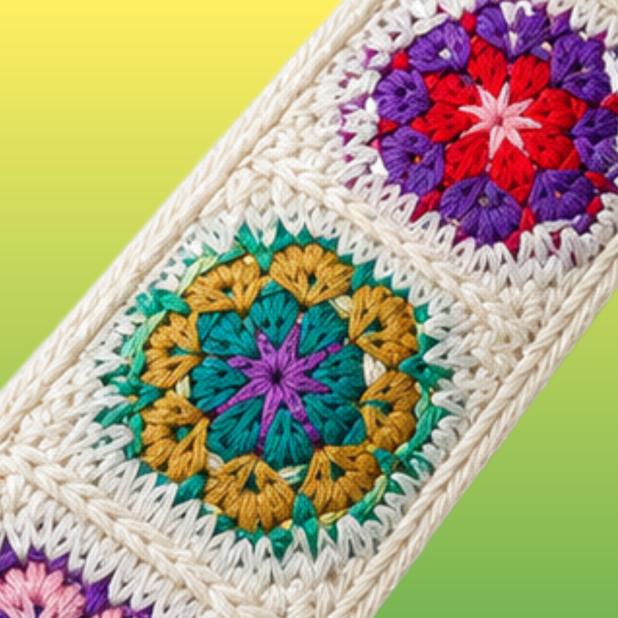 Bohemian Floral Crochet Weave Guitar/Bass/Ukulele Strap