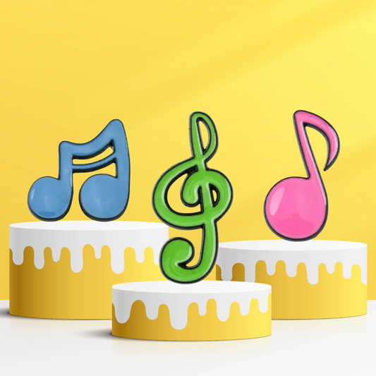 Colourful Treble Clef and Notes - Enamel Pin Set (3 x Pins)