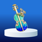 Blue Teal Rhinestone Violin with Butterly Enamel Pin