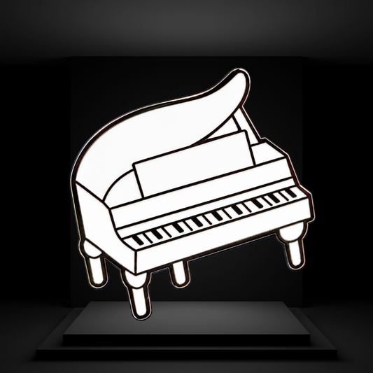 White Cartoon Piano - Enamel Badge