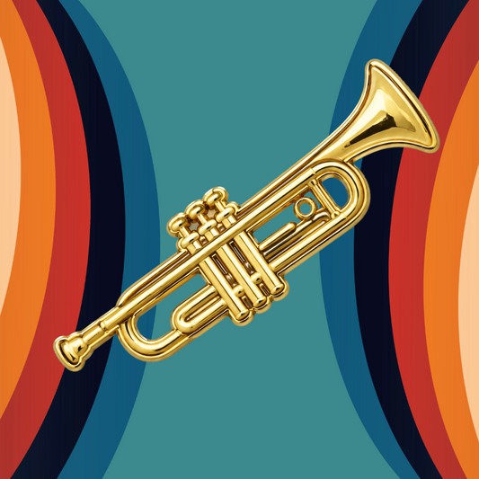 Gold Plated Enamel Trumpet Mini Pin