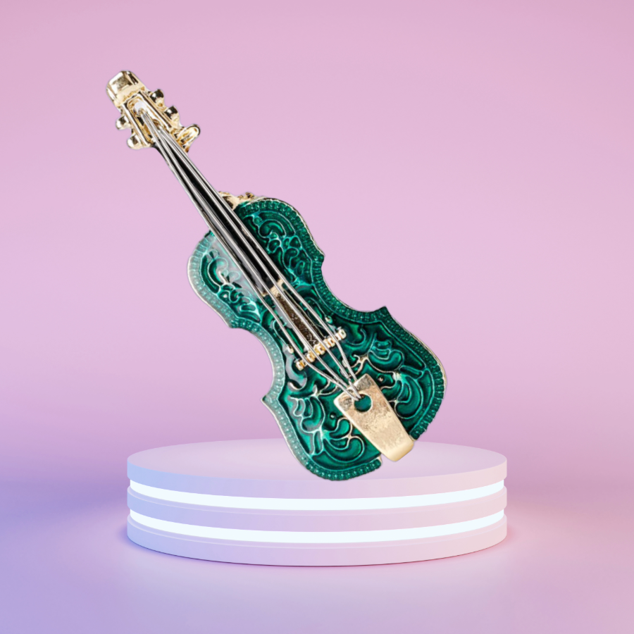 Emerald Green Violin Enamel Pin