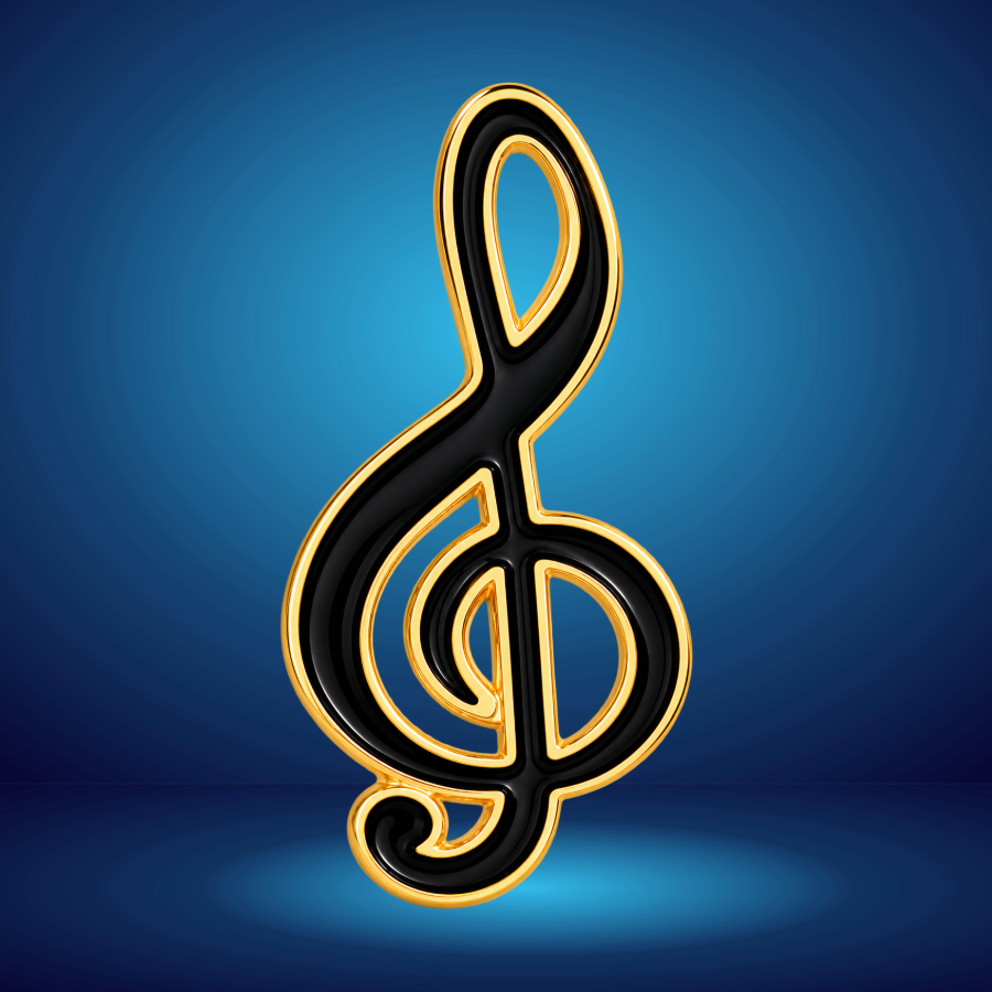 Treble Clef Mini Pin (Black and Gold)